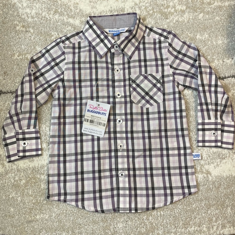 Ruffle Butts‎ Kids NWT Kingsley Plaid Button-Down Shirt